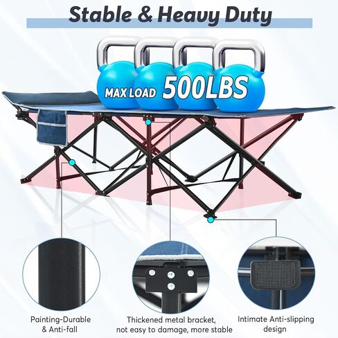 Slendor Camping Cot, Folding Camping Cots for Adults with Mattress, Portable Camping Bed Sleeping Cot with Pillow&Carry Bag for Office/Home Nap, Outdoor, Camping, Travel, Max Load 600lbs in Saudi Arabia