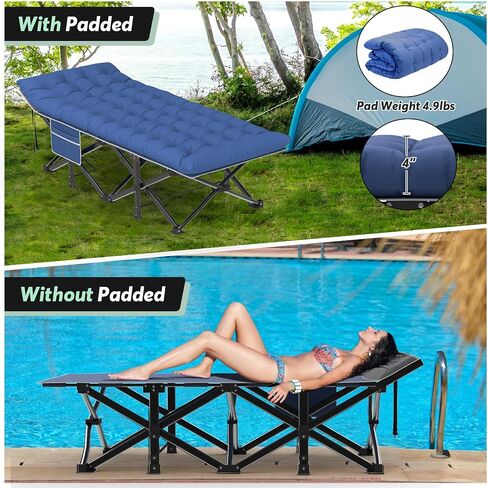 Slendor Camping Cot, Folding Camping Cots for Adults with Mattress, Portable Camping Bed Sleeping Cot with Pillow&Carry Bag for Office/Home Nap, Outdoor, Camping, Travel, Max Load 600lbs in Saudi Arabia