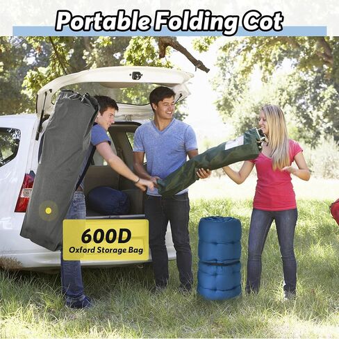 Slendor Camping Cot, Folding Camping Cots for Adults with Mattress, Portable Camping Bed Sleeping Cot with Pillow&Carry Bag for Office/Home Nap, Outdoor, Camping, Travel, Max Load 600lbs in Saudi Arabia