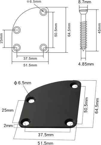 Guitar Neck Plate Chrome Curved Neck Plate Neck Joint Plate Electric Guitar Part Replacement for Telecaster Neck Tele Neck Strat Neck Stratocaster Neck Bass Neck in Kuwait