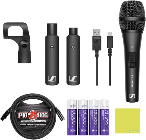 Liquid Audio Sennheiser XSW-D Vocal Set - Plug-on Digital Wireless Microphone System Bundle w/Pig Hog PHM10 8mm Mic Cable, 4-Pack Blucoil AA Batteries Polishing Cloth in Saudi Arabia