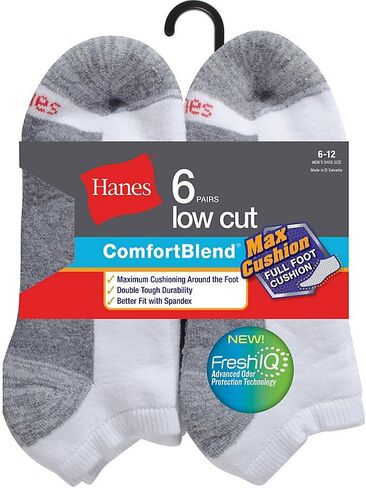 Hanes mens Comfortblend 6-Pack Max Cushion Low Cut Sock in Saudi Arabia