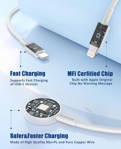 Apple Watch Charger for Apple Watch Series 9/8/ultra,2 in 1 Smart iWatch Fast Charger Cable 6FT Compatible for Apple Watch Series 9/8/SE/7/6/5/4/3,USB C to Lightning Cabler for iPhone 14/13/12 in Kuwait