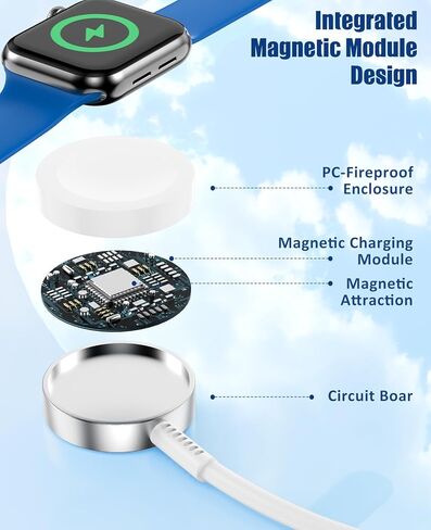 Apple Watch Charger for Apple Watch Series 9/8/ultra,2 in 1 Smart iWatch Fast Charger Cable 6FT Compatible for Apple Watch Series 9/8/SE/7/6/5/4/3,USB C to Lightning Cabler for iPhone 14/13/12 in Kuwait