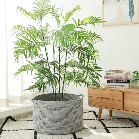 KAKAMAY Large Blanket Basket (20"x13"),Woven Baskets for storage Baby Laundry Hamper, Cotton Rope Blanket Basket for Living Room, Laundry, Nursery, Pillows, Baby Toy chest (Rainbow) in Saudi Arabia