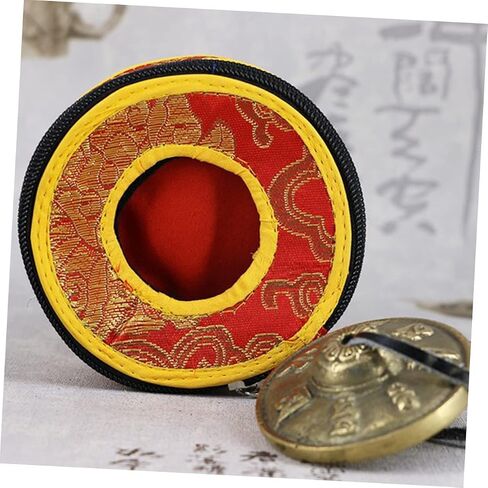 ibasenice Dancing Cymbals Cover - 1pc Nepalese Handmade Bumper Bell Set Cymbals Bell Holder Leather Box in Saudi Arabia