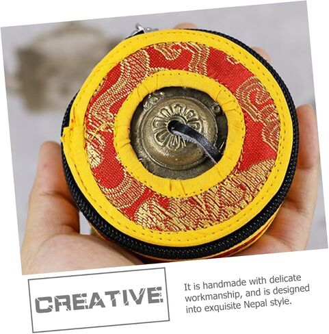 ibasenice Dancing Cymbals Cover - 1pc Nepalese Handmade Bumper Bell Set Cymbals Bell Holder Leather Box in Saudi Arabia