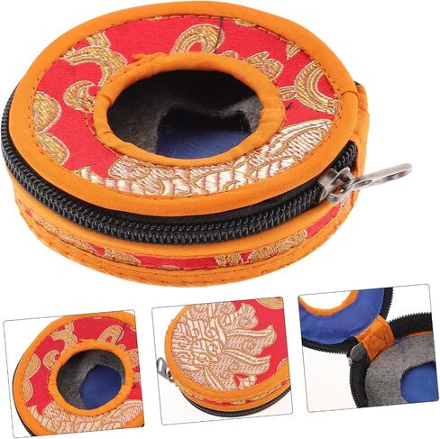 ibasenice Dancing Cymbals Cover - 1pc Nepalese Handmade Bumper Bell Set Cymbals Bell Holder Leather Box in Saudi Arabia