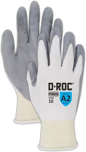 MAGID General Purpose Level A2 Cut Resistant Work Gloves, 96 PR, Dry Grip, Polyurethane Coated, Size 6/XS, Silicone Free, Reusable, 13-Gauge HPPE (SD250) in Saudi Arabia