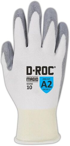 MAGID General Purpose Level A2 Cut Resistant Work Gloves, 96 PR, Dry Grip, Polyurethane Coated, Size 6/XS, Silicone Free, Reusable, 13-Gauge HPPE (SD250) in Saudi Arabia