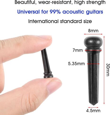 6 PCS Acoustic Guitar Bridge Pins Pegs Ebony Guitar Bridge Pins Replacement Parts, Guitar Bridge Pins Replacement Guitar End Pin Set for 6 & 12 String Acoustic Guitar (Pure Ebony) in Saudi Arabia