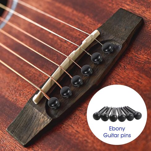 6 PCS Acoustic Guitar Bridge Pins Pegs Ebony Guitar Bridge Pins Replacement Parts, Guitar Bridge Pins Replacement Guitar End Pin Set for 6 & 12 String Acoustic Guitar (Pure Ebony) in Saudi Arabia