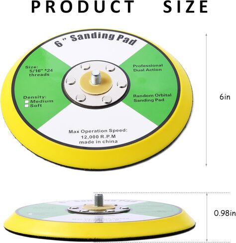 SHININGEYES 1Pcs 5in Hook and Loop Flexible Backing Pad, 5" Sanding Back Pad 5/16" 24 Thread for Air Orbital Sander and Pneumatic Polisher in Kuwait