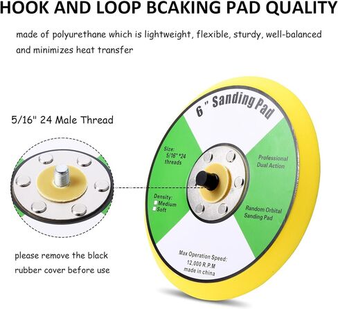 SHININGEYES 1Pcs 5in Hook and Loop Flexible Backing Pad, 5" Sanding Back Pad 5/16" 24 Thread for Air Orbital Sander and Pneumatic Polisher in Kuwait