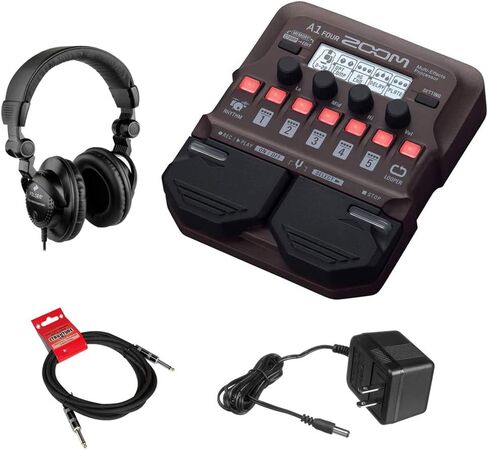 معالج Zoom A1 بأربعة تأثيرات متعددة مع سماعات شاشة Polsen HPC-A30 ومحول طاقة 9 فولت وحزمة كابل أدوات بطول 10 أقدام in Kuwait