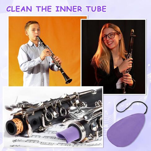 3 Pcs Clarinet Swab Cloth Clarinet Cleaning Kit Instrument Cleaner Cloth for Inside Tube Cleaning Swab Suitable for Clarinet Piccolo Flute Sax Saxophone(Purple) in Saudi Arabia