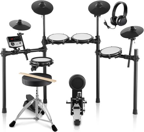 VEVOR Electric Drum Set, 32 Drum Kits & 480 Sounds Electronic Drum Kit, USB MIDI Supported 8 in Quiet Mesh Snare Electric Drum Set with 10 in Cymbals Drum Sticks & Headphone, for Beginners & Adults in Saudi Arabia