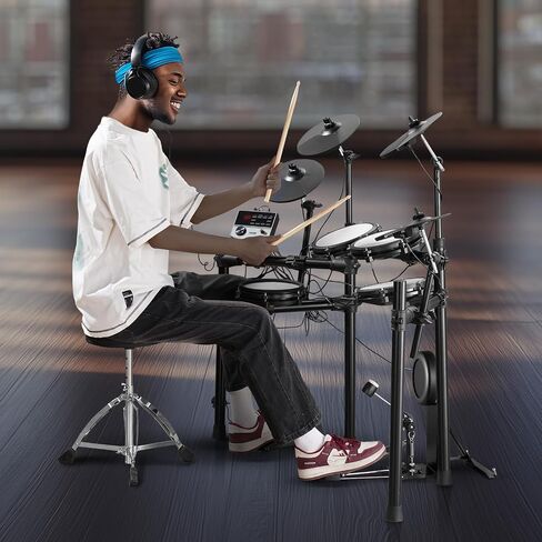 VEVOR Electric Drum Set, 32 Drum Kits & 480 Sounds Electronic Drum Kit, USB MIDI Supported 8 in Quiet Mesh Snare Electric Drum Set with 10 in Cymbals Drum Sticks & Headphone, for Beginners & Adults in Saudi Arabia