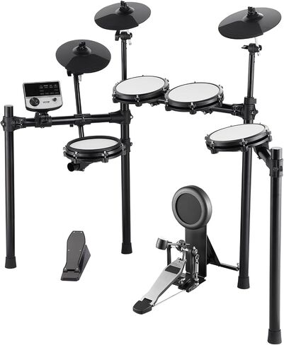 مجموعة طبول كهربائية VEVOR، 32 مجموعة طبول و480 صوتًا طقم طبول إلكتروني، USB MIDI مدعوم 8 بوصات شبكة هادئة مجموعة طبول كهربائية مع 10 عصي طبلة الصنج وسماعات الرأس، للمبتدئين والكبار in Saudi Arabia