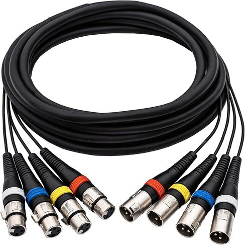 4 Channel XLR Snake Cables 20FT, 4 Colored XLR Male to Female Microphone Patch Cable, Pro Audio Recording Snake Cable for Recording,Live, Stage, Studios in Saudi Arabia