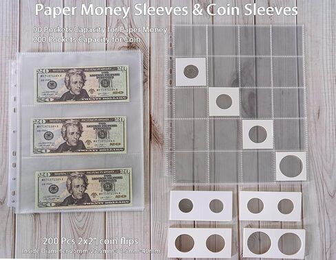 30 Pack 600 Pockets 2x2" Coin Flip Sleeves, Heavy Duty Stamp Collection Pages for 3 Ring Binder, 20 Pocket Photo Slide Flips Organizer Sheet, Top Loading Clear Cardboard Coin Holder Sleeves in Saudi Arabia