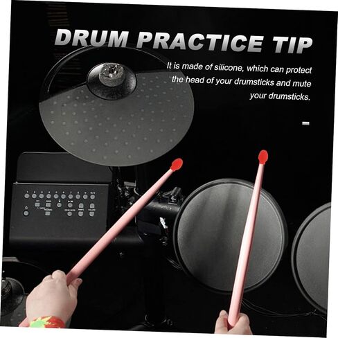 VICASKY 24 Pcs Drum Mute Drum Dampener Rubber Drumstick Silent Practice Tips High Elasticity Percussion Accessory Replacement Musical Instruments in Kuwait