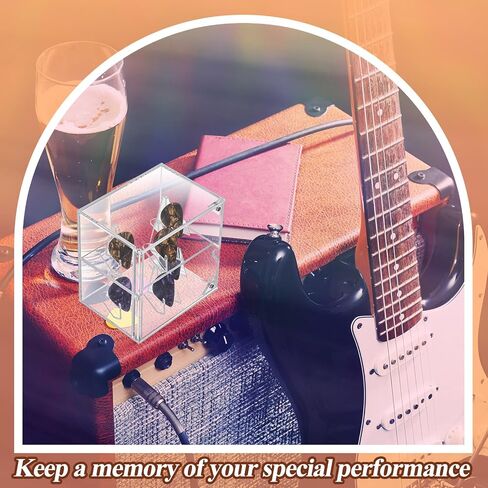 Tioncy Double Layer Acrylic Guitar Pick Display Box Case 3.94 x 3.94 x 2.95 Inches Clear Guitar Pick Holder Guitar Pick Display for Guitar Players Lovers Collectible Decoration, Hold 6 Guitar Picks in Saudi Arabia