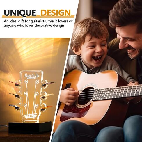Light up Guitar Pick Holder Acrylic Electric Guitar Headstock Shaped Pick Holder LED 3 Color Guitar Pick Display with Base for Picks Storage Accessories Music Players Guitarists Lovers Gift in Saudi Arabia