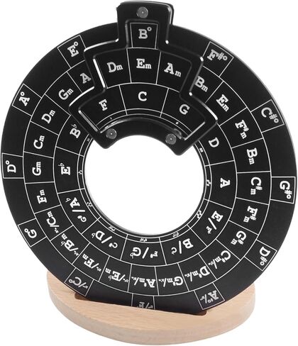 OMISTAR Circle of Fifths Wheel with Guitar Chord Chart Metal Melody Tool Chord Wheel with Wooden Stand Holder - Music Theory Learning Tool for Musicians Songwriting in Saudi Arabia