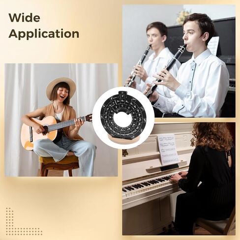 OMISTAR Circle of Fifths Wheel with Guitar Chord Chart Metal Melody Tool Chord Wheel with Wooden Stand Holder - Music Theory Learning Tool for Musicians Songwriting in Saudi Arabia
