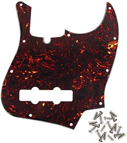 Jazz Bass Pickguard 10 Hole Guitar Pickguard for 4 Strings USA/Mexican Standard Jazz Bass Modern Style, 4Ply Brown Tortoise Shell in Saudi Arabia