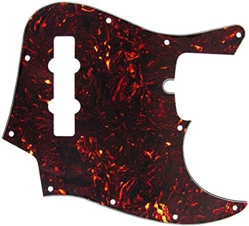 Jazz Bass Pickguard 10 Hole Guitar Pickguard for 4 Strings USA/Mexican Standard Jazz Bass Modern Style, 4Ply Brown Tortoise Shell in Saudi Arabia
