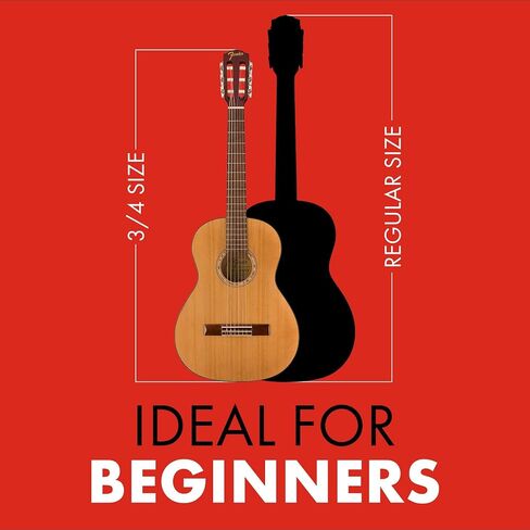 Fender Acoustic Guitar Kit Starter Pack Classical Guitar, Small Beginner Guitar (3/4 Size) with Nylon Strings (Easier on Fingers), Includes Guitar Bag, Guitar Strap, and More in Saudi Arabia