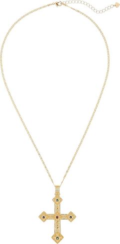 Elegant Gold Cross Necklace with Detailed Filigree Design - Lightweight Religious Jewelry with a Classic Touch - adjustable 66cm Chain in Kuwait