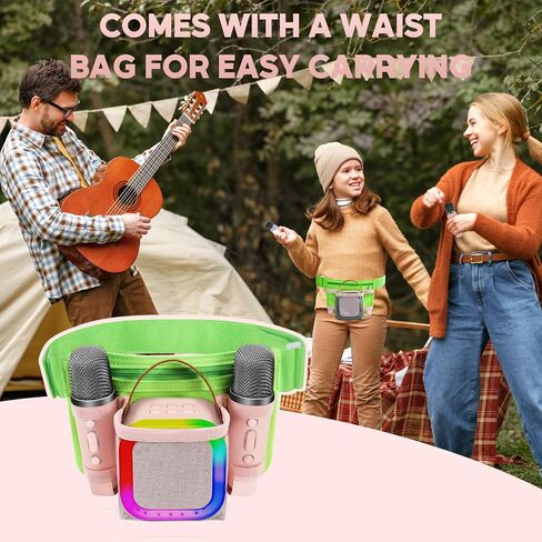 Mini Karaoke Machine with 2 Wireless Microphones for Kids Adults, Portable Karaoke Machine for Kids 8-12 with Carrying Case Best Gifts Karoke Machine for Birthday Family Home Party Travel in Saudi Arabia