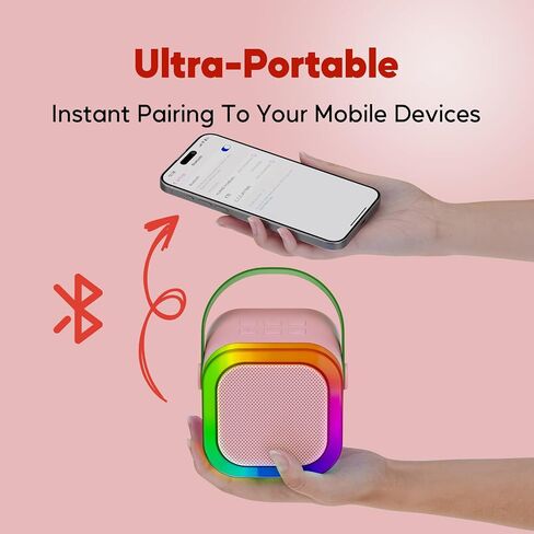 Mini Karaoke Machine with 2 Wireless Microphones for Kids Adults, Portable Karaoke Machine for Kids 8-12 with Carrying Case Best Gifts Karoke Machine for Birthday Family Home Party Travel in Saudi Arabia