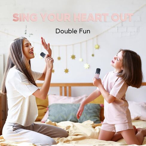 Mini Karaoke Machine with 2 Wireless Microphones for Kids Adults, Portable Karaoke Machine for Kids 8-12 with Carrying Case Best Gifts Karoke Machine for Birthday Family Home Party Travel in Saudi Arabia