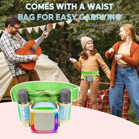 Mini Karaoke Machine with 2 Wireless Microphones for Kids Adults, Portable Karaoke Machine for Kids 8-12 with Carrying Case Best Gifts Karoke Machine for Birthday Family Home Party Travel in Saudi Arabia