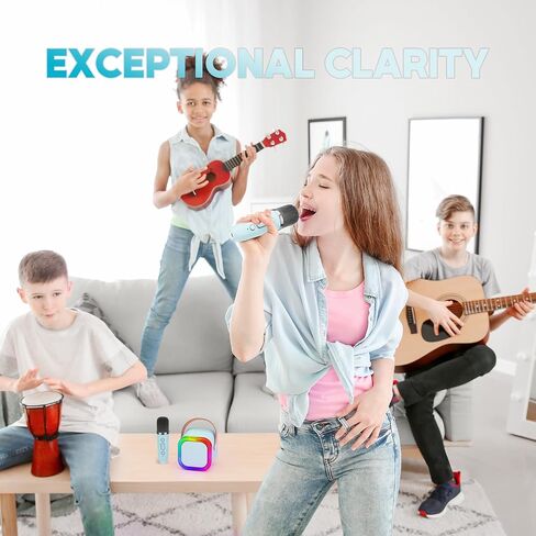 Mini Karaoke Machine with 2 Wireless Microphones for Kids Adults, Portable Karaoke Machine for Kids 8-12 with Carrying Case Best Gifts Karoke Machine for Birthday Family Home Party Travel in Saudi Arabia