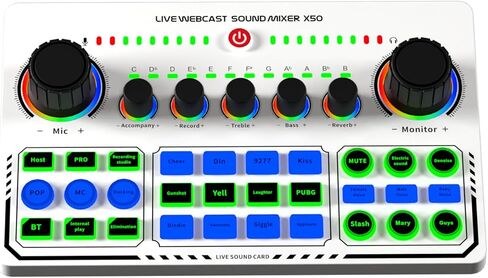 Live Sound Card Audio Mixer Recording Desktop Singing BT Power Supply OTG Digital Lossless Transmission for Streaming Podcasting Gaming Recording Soundboard Built-in Battery in Kuwait