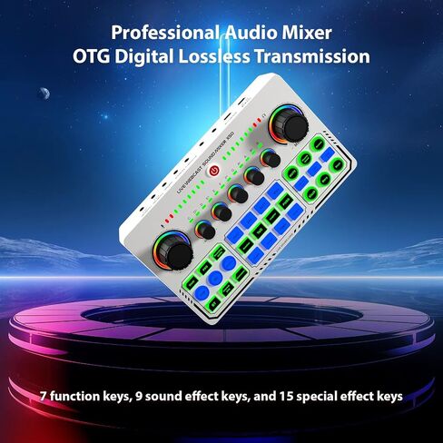 Live Sound Card Audio Mixer Recording Desktop Singing BT Power Supply OTG Digital Lossless Transmission for Streaming Podcasting Gaming Recording Soundboard Built-in Battery in Kuwait