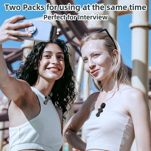 ميكروفون Lavalier Mini لاسلكي لأجهزة iPhone Android iPad - ميكروفون هاتف بخاصية إلغاء الضوضاء مع قابس USB C/Lightning، ميكروفون Lav Lapel اللاسلكي لتسجيل الفيديو وتدفق المدونات in Saudi Arabia