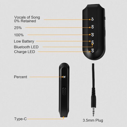 Vocal Remover for Karaoke Machines – Portable, Bluetooth-Enabled Receiver Compatible with Any Speaker With 3.5mm Input, Real-Time Vocal Mover for Flawless Karaoke Sessions in Kuwait