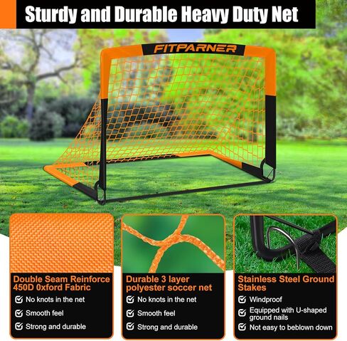 Soccer Goals for Backyard Set - 2 Set of 5X3.6 ft Portable Pop Up Soccer Nets - Indoor or Outdoor Folding Soccer Training Equipment with 20 ft Agility Ladder, Soccer - Great for Kids and Adults Games in Saudi Arabia