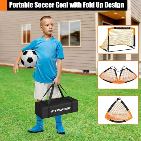 Soccer Goals for Backyard Set - 2 Set of 5X3.6 ft Portable Pop Up Soccer Nets - Indoor or Outdoor Folding Soccer Training Equipment with 20 ft Agility Ladder, Soccer - Great for Kids and Adults Games in Saudi Arabia