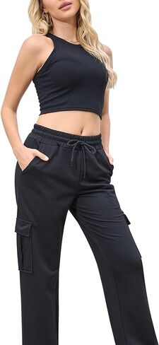 بنطال رياضي للسيدات من SILKWORLD مع جيوب، بنطال رياضي كاجوال للركض لخريف وشتاء in Kuwait