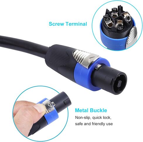 6 Feet Speakon Cable to Bare Wire, 12 Gauge 4 Wires SpeakON Twist Lock Plug to Open End Cables with NL4MP Socket, for Chuchero, Home Audio, PA, DJ, Stage - 1 Pack 4 Conductors in Saudi Arabia