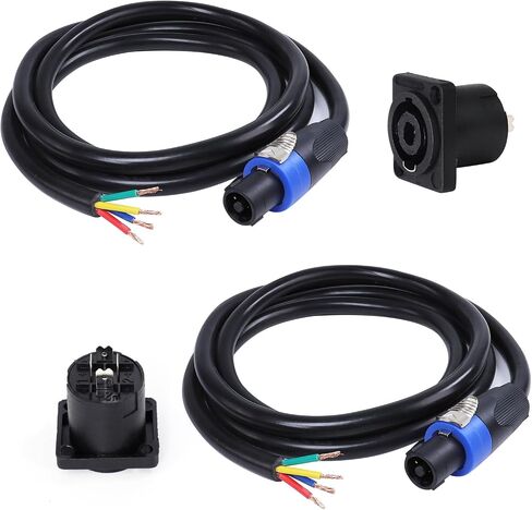 6 Feet Speakon Cable to Bare Wire, 12 Gauge 4 Wires SpeakON Twist Lock Plug to Open End Cables with NL4MP Socket, for Chuchero, Home Audio, PA, DJ, Stage - 1 Pack 4 Conductors in Saudi Arabia