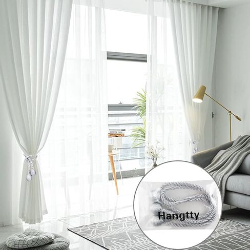 4 قطع من ستائر Hangtty من Hangtty، حوامل ستائر أنيقة مزخرفة، حامل ستائر من الحبال للستائر، عوائق معالجة النوافذ للستائر أو الستائر، أبيض in Kuwait