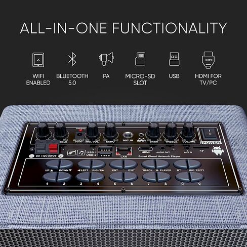 آلة كاريوكي احترافية مع شاشة عرض كلمات للبالغين، 2 ميكروفونات لاسلكية، مجموعة نظام مكبر صوت PA محمول يعمل بالبلوتوث مع جهاز لوحي مدمج يعمل باللمس مقاس 15 بوصة مزود بنظام Android وWiFi، Alto X6 1.0 in Kuwait